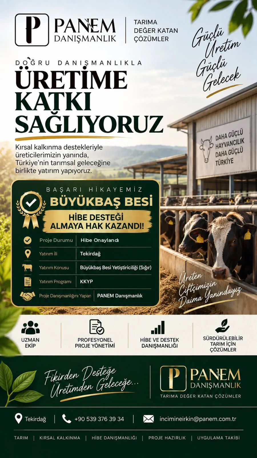 Büyükbaş besi projesi afişi: hibe desteği almaya hak kazandı